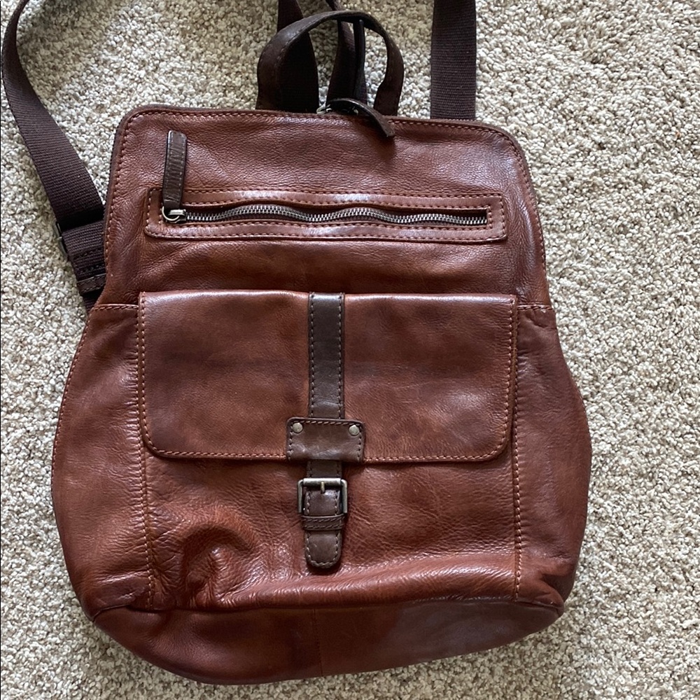 Brown Leather Men's Backpack